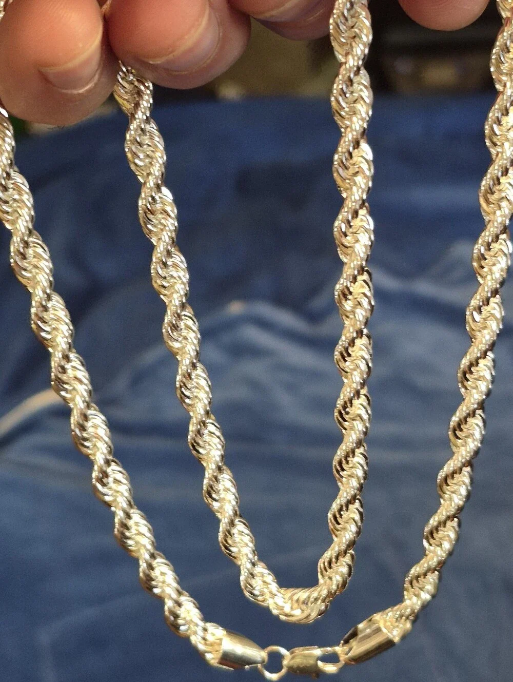 A Necklace Made To Look Like A Real Silver Rope Chain Necklace 6mm 24 Inches